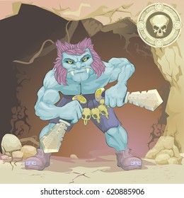 blue a formidable warrior with two swords