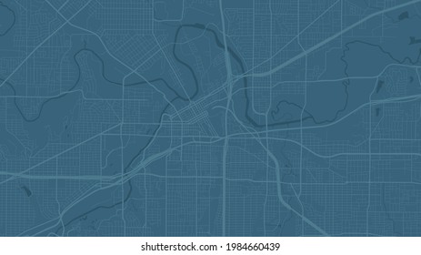 Blue Fort Worth city area vector background map, streets and water cartography illustration. Widescreen proportion, digital flat design streetmap.