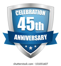 Blue forty-five year anniversary shield