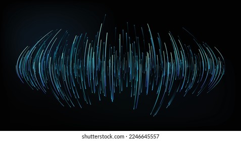 Blue forward  beam curve, the background of science and technology. Vector illustration