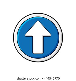 Blue forward direction arrow traffic sign vector icon.