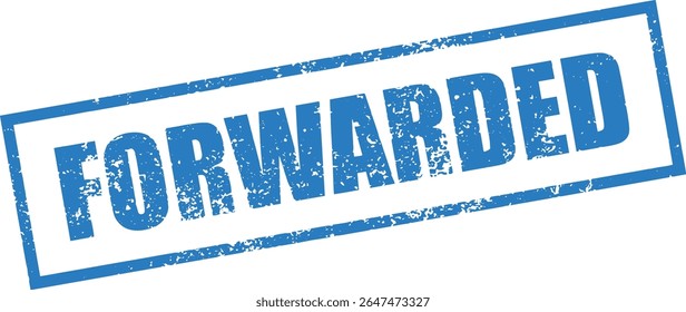 Blue Forwarded Rubber Stamp Word Text Written in Grunge Vector in Sharp Border, Vintage, Transparent Background