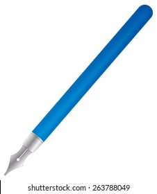 Blue fountain pen isolated vector
