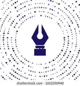 Blue Fountain pen nib icon isolated on white background. Pen tool sign. Abstract circle random dots. Vector Illustration
