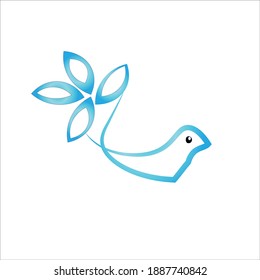 Blaues vierblättriges Vogel-Logo