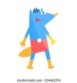 Blue Fox Animal Dressed As Superhero With A Cape Comic Masked Vigilante Geometric Character