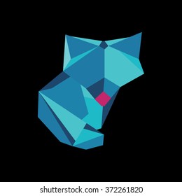 blue fox animals polygons geometric