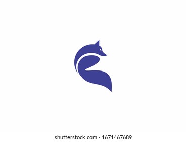 Ilustración del logotipo de concepto de zorro azul