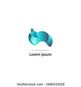 Blue Fox Illustration Golden Ratio Logo