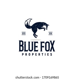 blue fox, jump, properties, logo  inspiration