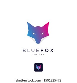 blue fox logo design concept