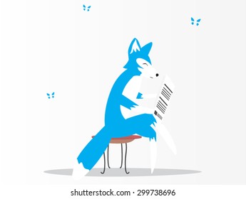 Blue fox reading a newspaper