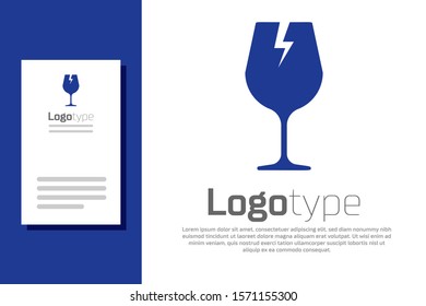 Blue Fragile broken glass symbol for delivery boxes icon isolated on white background. Logo design template element. Vector Illustration