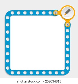 blue frame for any text with screws and pencil