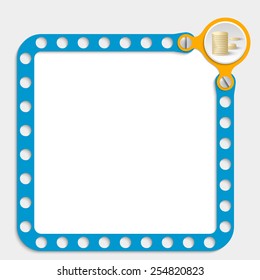 blue frame for any text with screws and coin