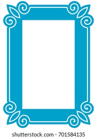 Blue frame border art picture photo frame vector vintage