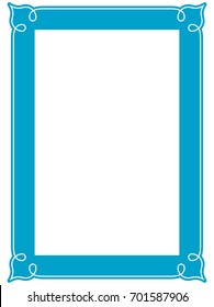Blue frame border art picture photo frame vector vintage