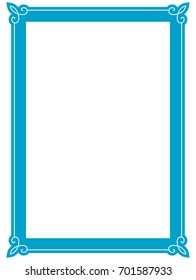Blue frame border art picture photo frame vector vintage