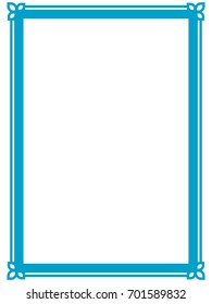 Blue frame border art picture photo frame vector vintage