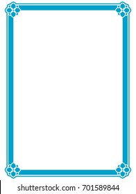 Blue frame border art picture photo frame vector vintage