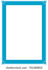Blue frame border art picture photo frame vector vintage