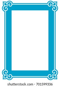 Blue frame border art picture photo frame vector vintage
