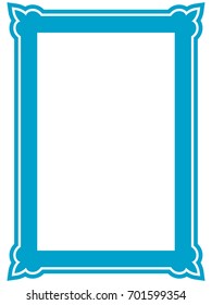 Blue frame border art picture photo frame vector vintage