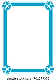 Blue frame border art picture photo frame vector vintage