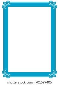 Blue frame border art picture photo frame vector vintage