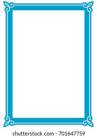 Blue frame border art picture photo frame vector vintage
