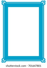 Blue frame border art picture photo frame vector vintage