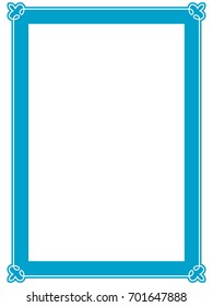 Blue frame border art picture photo frame vector vintage