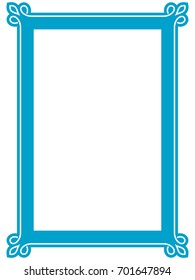 Blue frame border art picture photo frame vector vintage