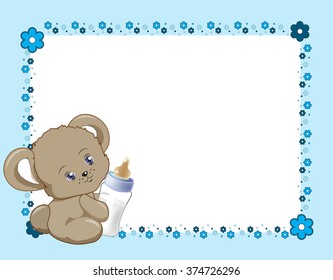 the blue frame decorated with a flower ornament