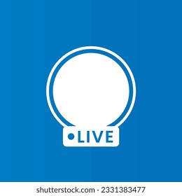 blue frame design live stream symbol design template, social media live streaming blue logo on air vector, on air tv show element design with play icon, social media element design