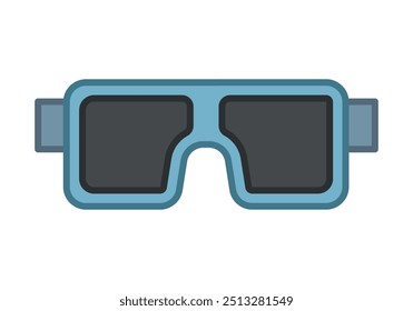 Óculos de mergulho com moldura azul sobre fundo branco