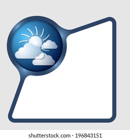 blue frame for entering text with sun and clouds