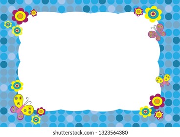 blue frame with flowers
