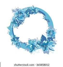 blue frame, flowers, vector illustration 