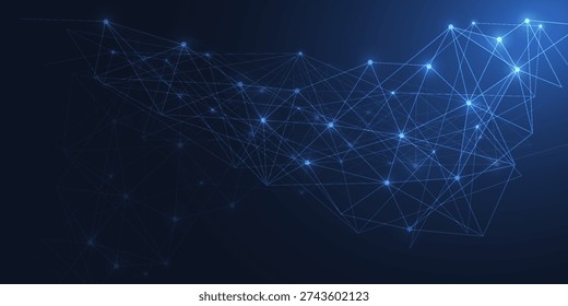 Blue frame with geometric shapes dots. Reticulate or dotted texture. Dotted template for ​tecnology or business concept.