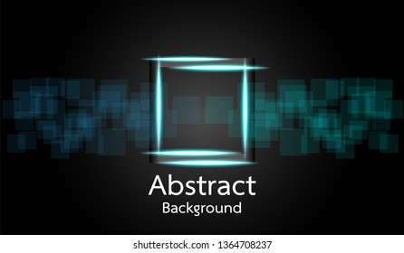 Blue frame glow light effect on black background with rectangular background made of textures.