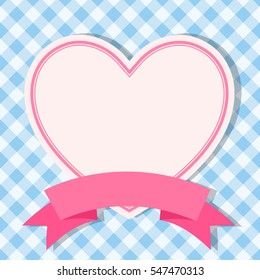 blue frame with heart for invitation card