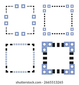 Blue frame icon. Calm border symbol. Grid pattern detail. Vector frame image. EPS 10.