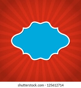 Blue frame on a red background. Vector illustration.