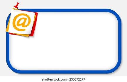 blue frame with pushpin and email icon