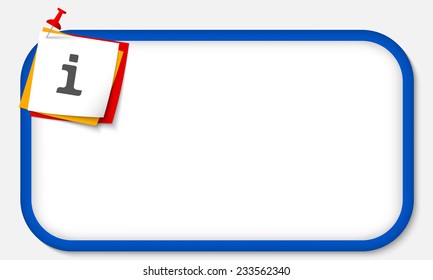 blue frame with pushpin and info symbol