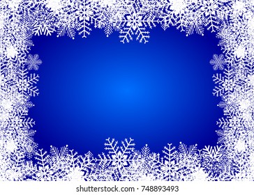 Blue frame snowflake - stock vector