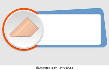 blue frame for text and envelope