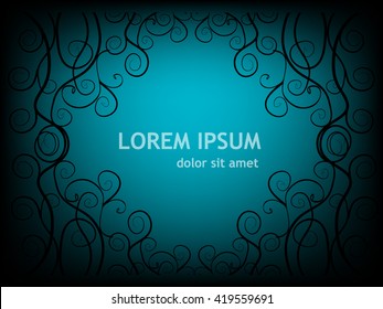 blue Frame for text of flourishes. Vector