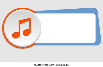 blue frame for text and music symbol
